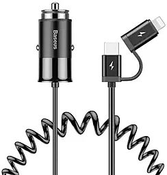 Автомобильное зарядное устройство Baseus F629-1 USB Type-C+Lightning Cable 12В 2.4А Black (CCALL-EL01)