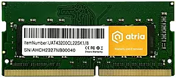 Оперативна пам'ять для ноутбука ATRIA 8 GB SO-DIMM DDR4 3200 MHz (UAT43200CL22SK1/8)