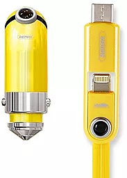 Автомобільний зарядний пристрій Remax RCC211 2.4a car charger + Lightning/micro USB cable Yellow