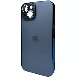 Чехол AG Glass Sapphire Frame MagSafe Logo for Apple iPhone 15 Sea Blue