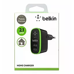 Сетевое зарядное устройство Belkin Home Charger 2 USB port 2.1 А Black (BK670/2Ports) - миниатюра 2