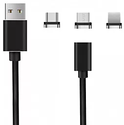 Кабель USB XoKo Magneto Lea 3-in-1 USB to Type-C/Lightning/micro USB Cable black