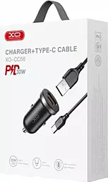 Автомобильное зарядное устройство XO CC56 30w PD/QC USB-C/USB-A ports + USB-C cable car charger black - миниатюра 4