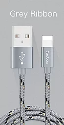 USB Кабель Yoobao YB-422 Nylon Lighting Cable Grey - мініатюра 2