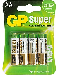 Батарейки GP AA (LR6) Super Alkaline (GP15A-2UE4) BLISTER CARD 4шт 1.5 V