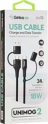 Кабель USB PD Gelius Pro Unimog2 4-in-1 USB-A+C - Type-C/Lightning Cable Black - миниатюра 3