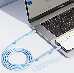 Кабель USB PD Vention silicone 100w 5a 1.5m USB Type-C - Type-C cable light blue (TAWSG) - миниатюра 9