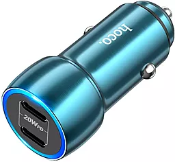 Автомобильное зарядное устройство Hoco Z48 Tough 40W PD 2xUSB-C Blue - миниатюра 2