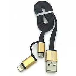 Кабель USB Auzer 2в1 lightning + micro USB Cable Black (AC-D1) - миниатюра 2
