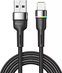 Кабель USB Essager Colorful LED 12W 2.4A 0.5M Lightning Cable Black (EXCL-XCDB01)