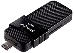 Флешка PNY Duo Link OTG Micro USB 3.0 64GB (P-FD64GOTGSLMB-GE) Black