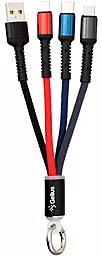 USB Кабель Gelius Pro Splitter 0.2M 3-in-1 USB Type-C/Lightning/micro USB Cable Black (GP-UC130)