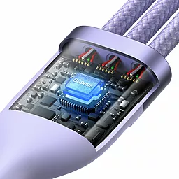Кабель USB Baseus Flash II 100w 5a 3-in-1 USB - Type-C/Lightning/micro USB cable Violet (CASS030005) - миниатюра 3