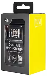 Мережевий зарядний пристрій Kit Fresh Dual USB Charge (USB 3.4 Amp) Soft Touch Grey (USBMCFRESHEU3GY) - мініатюра 2
