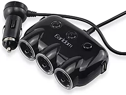 Автомобильное зарядное устройство с разветвителем прикуривателя Earldom ES-CS1 Car Cigarette Lighter Socket Black