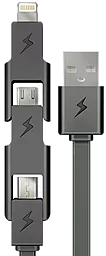 Сетевое зарядное устройство E-Power USB Home Charger (1A) + mini USB/micro USB/Lightning cable Black (EP721HAS) - миниатюра 2