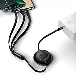 Кабель USB Baseus Bright Mirror 2 Series 100W 1.1M 3-in-1 USB to micro/Lightning/Type-C Cable Black (CAMJ010201) - миниатюра 4