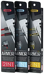 USB Кабель Remax Armor 2-in-1 USB Lightning/micro USB Cable Red (RC-067t) - мініатюра 4