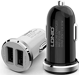 Автомобильное зарядное устройство LDNio Car charger 12W 2.1A 2xUSB-A Black (DL-C22) - миниатюра 6