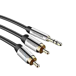 Аудио кабель Vention AUX mimi Jack 3.5 мм - 2xRCA M/M 0.5 м cable black (BCFBD) - миниатюра 3