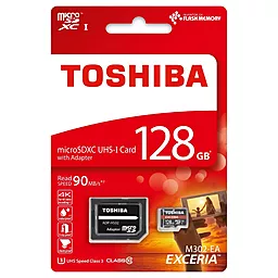 Карта пам'яті Toshiba microSDXC 128GB Excerial Class 10 UHS-I U3 + SD-адаптер (THN-M302R1280EA) - мініатюра 3