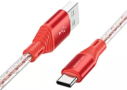 Кабель USB Borofone BX96 Ice Crystal Silicone 3a USB Type-C cable Red - миниатюра 2