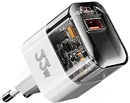 Сетевое зарядное устройство Proda Azeada 33w GaN PD USB-C/USB-A ports charger white (PD-A88)