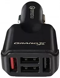 Автомобильное зарядное устройство с быстрой зарядкой Grand-X 24w QС3.0 4xUSB-A ports home charger black (CH09BM)
