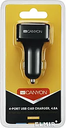 Автомобильное зарядное устройство Canyon 4USB, 4.8A Black (CNE-CCA05B) - миниатюра 4