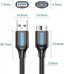 Кабель USB Vention 1.5m micro USB 3.0 cable  black (COPBG) - миниатюра 3