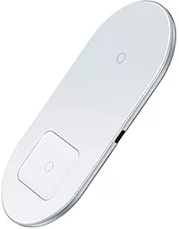 Беспроводное (индукционное) зарядное устройство быстрой QI зарядки Baseus Simple 2in1 Wireless Charger 18W Max For iPhone + AirPods White (WXJK-02) - миниатюра 3