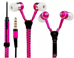 Наушники Metal Zipper Z-03 + mic zipper with light наушники вакуумные светящиеся Pink - миниатюра 2