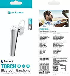 Блютуз гарнитура Rock Torch Bluetooth Earphone Silver - миниатюра 2