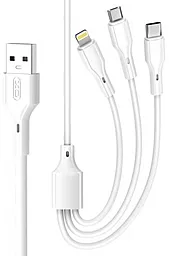 USB Кабель XO NB230 Rock Series 2.4A 3-in-1 USB to Type-C/Lightning/micro USB cable white