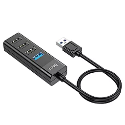 USB хаб Hoco HB25 Easy mix 4-in-1 Hub Black - миниатюра 5