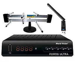 Комплект цифрового ТБ World Vision Foros Ultra + адаптер WIFI + кімнатна антена Тризуб