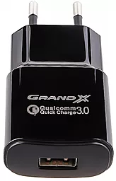 Мережевий зарядний пристрій з швидкою зарядкою Grand-X 18w QC3.0 home charger black (CH-550B) - мініатюра 2