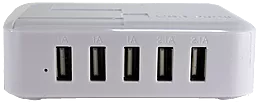 Сетевое зарядное устройство NICHOSI 5 USB - Home Charger 3x1A 2x2.1A White - миниатюра 2