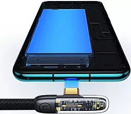 Кабель USB PD Usams Right-angle US-SJ584 100W 3.1A 1.2M USB Type-C - Type-C Cable Black - миниатюра 4