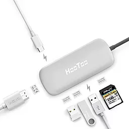 Мультипортовый USB Type-C хаб HooToo HDMI/SD Card Reader/3хUSB 3.0/USB-С Silver (HT-UC001 / HT-UC001SL/HT-UC001-SL) - миниатюра 2