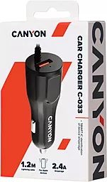 Автомобильное зарядное устройство Canyon 2.4a + lightning cable black (CNE-CCA033B) - миниатюра 3