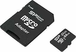 Карта памяти Silicon Power microSDXC 64GB Elite Class 10 UHS-I U1 + SD-адаптер (SP064GBSTXBU1V10)