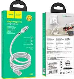 Кабель USB Hoco U91 Magnetic micro USB Cable White - миниатюра 5