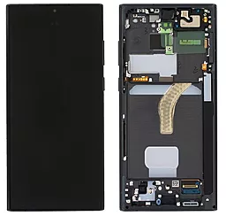 Дисплей Samsung Galaxy S22 Ultra S908 з тачскріном і рамкою, сервісний оригінал, Black