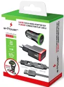 Комплект E-Power USB Home + Car Charger (2,1A) + mini USB/micro USB/Lightning cable - миниатюра 2