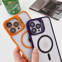 Чехол 1TOUCH Bracket Clear Camera Lens with MagSafe для Apple iPhone 13 Pro Max Orange - миниатюра 5