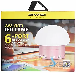Сетевое зарядное устройство Awei C910 LED Lamp with 6 USB ports Gold - миниатюра 5