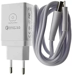 Сетевое зарядное устройство WUW T27 15W Q/C3.0 3A USB-A + microUSB cable White