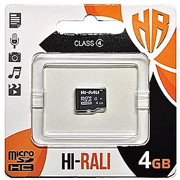 Карта памяти Hi-Rali microSDHC 4GB Class 4 (HI-4GBSDCL4-00)