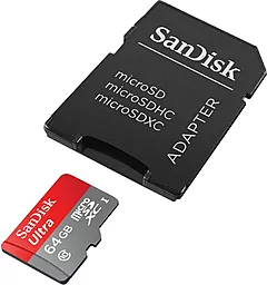 Карта пам'яті SanDisk microSDXC 64GB Ultra Class 10 UHS-I + SD-адаптер (SDSQUNC-064G-GN6MA) - мініатюра 4